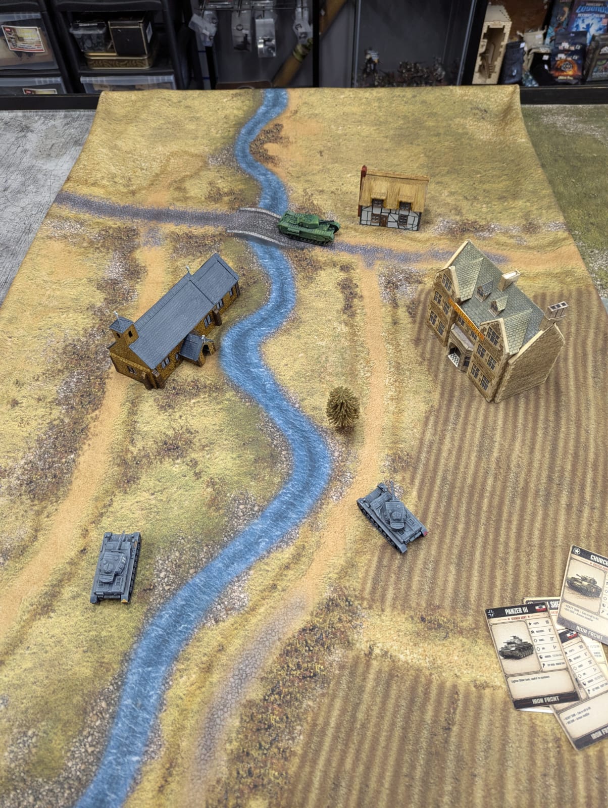A scenario table with a winding river